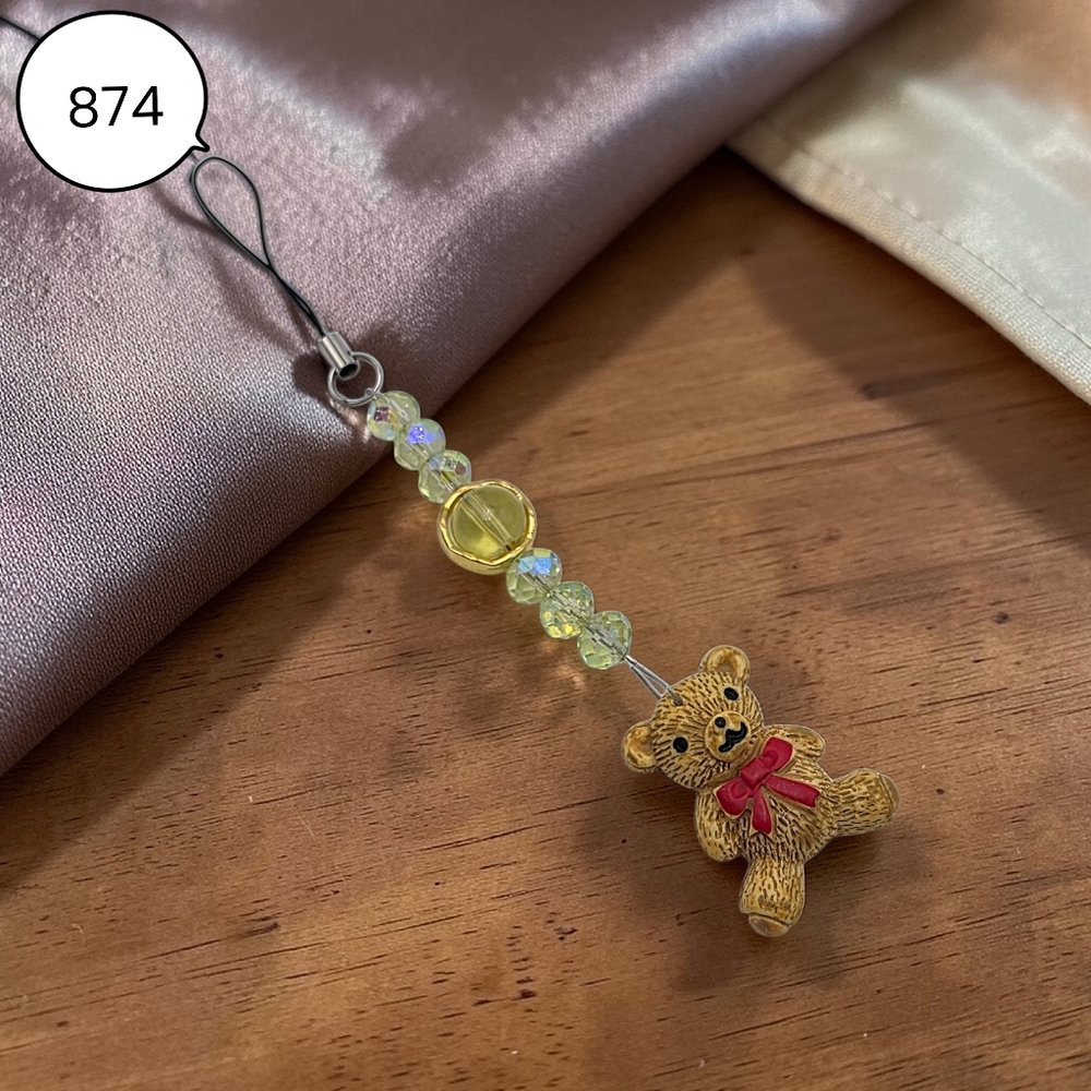 Cute Bear Beaded Phone Charm